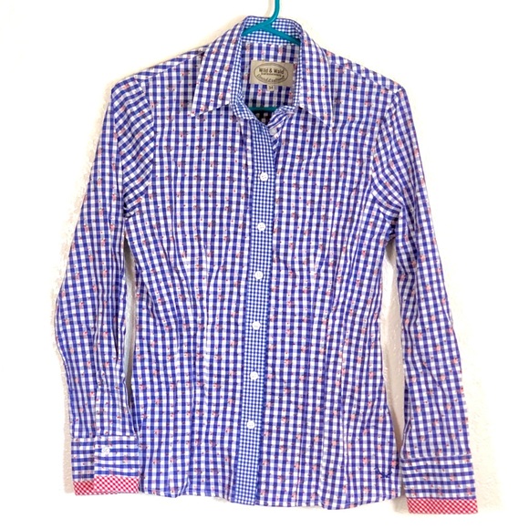 Wild & Wald Tops - Wild & Wald gingham floral shirt sz 34